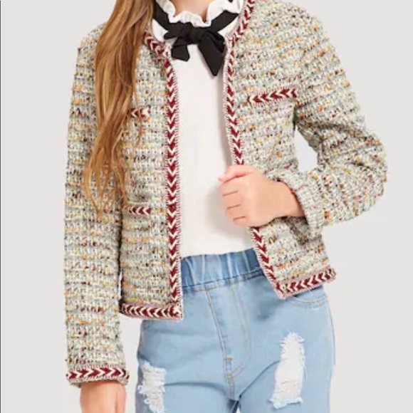Other - Girls Chevron Trim Tweed Jacket
